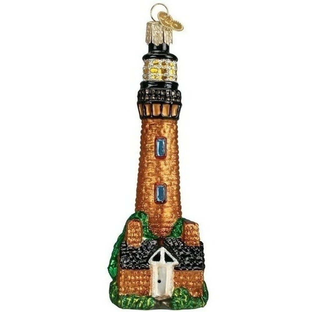 Old World Christmas Currituck Beach‎ Lighthouse Ornament Brown Glass 20058